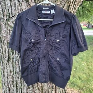 Jacket shorts sleeve black sz. 1X stretch, ruched
